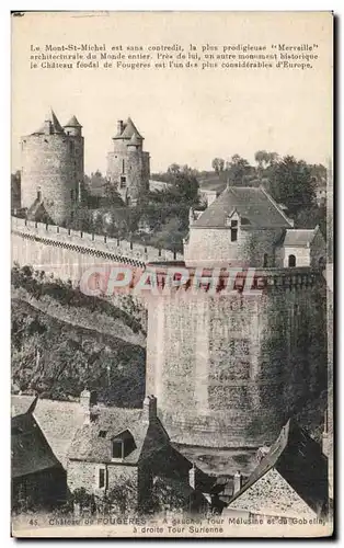 Ansichtskarte AK Chateau de Fougeres A gauche Tour Melusine et du Gobelin a droite Tour Surienne