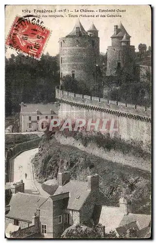 Cartes postales Fougeres Le Chateau Extremite Ouest coin des remparts Tours Melusine et des Gobelins