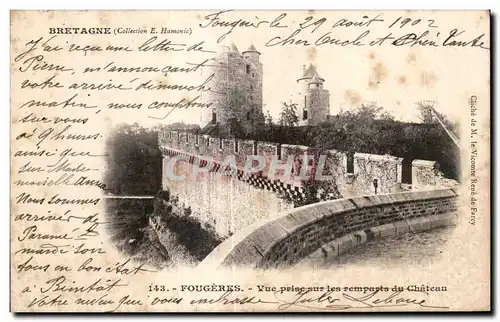 Cartes postales Bretagne Fougeres Vue prise sur lesrempasts du chateau