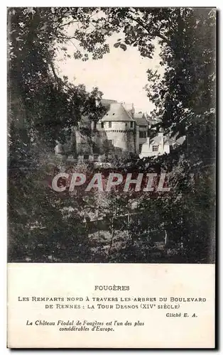 Ansichtskarte AK Fougeres Les Remparts Nord A Travers Les arures Du Boulevard de Rennes La Tour Desnos