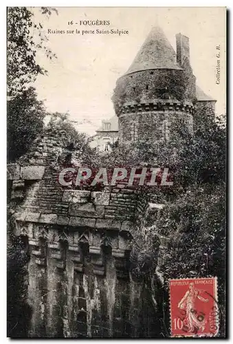 Cartes postales Fougeres Ruines sur la porte Saint Sulpice