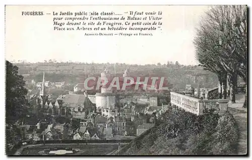 Ansichtskarte AK Fougeres Le Jardin Public (site classe)it faul venir la pour comprendre l enthousiasme de Balzac