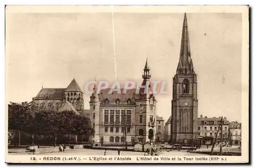 Cartes postales Redon L Eglise et I Abside L Hotel de Ville et la Tour Isolee