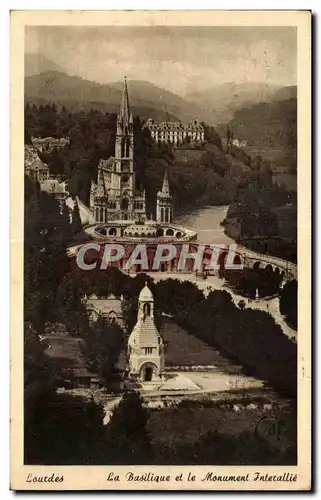 Ansichtskarte AK Lourdes La Basilique et le Monument Interallie