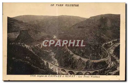 Cartes postales Le Tarn Illustre Ligne de Castres a Murat Les Trois Viaducs