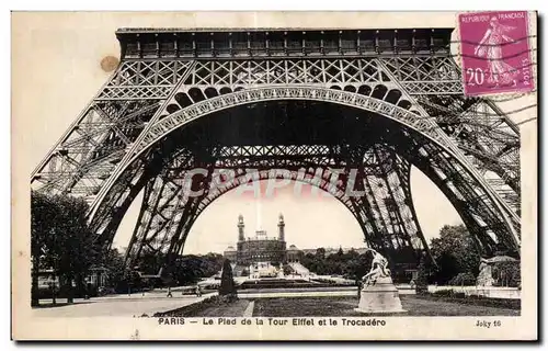 Cartes postales Paris Le Pled de la Tour Elffel et le Trocadero