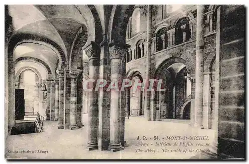 Ansichtskarte AK Mont St Michel Abbaye Interieur de l Eglise romane The Abbey The inside of the Church