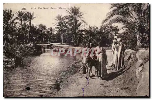 Cartes postales Afrique du Nord Un Oued dans l Oasis Ane Donkey