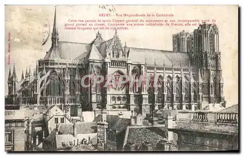 Cartes postales Reims Vue longitudinale de la Cathedrale