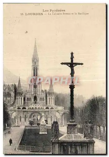 Cartes postales Les Pyrenees Lourdes Le Calvaire Breton et la Basilique