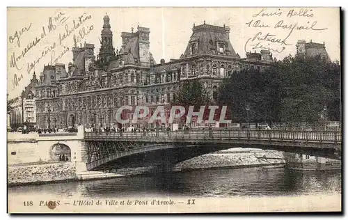 Cartes postales Paris L Hotel de Ville et le Pont d Arcole