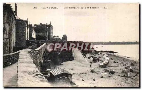 Ansichtskarte AK Saint Malo Les Remparts de Bon Secours