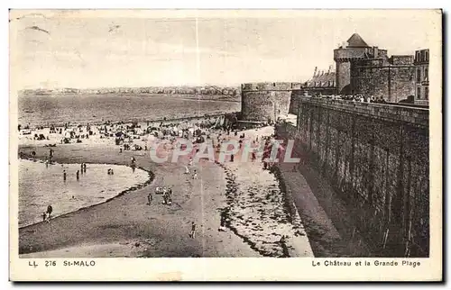 Ansichtskarte AK St Malo Le Chateau et la grande Plage