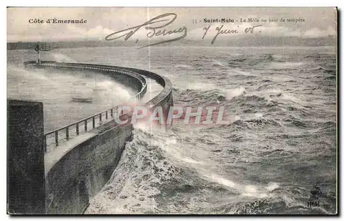 Ansichtskarte AK Cote d Emeraude Saint Malo Le Mole un jour de tempete