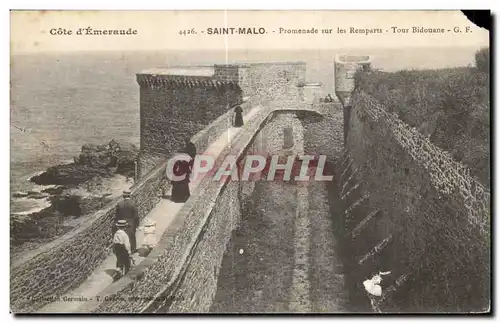 Cartes postales Cote d Emeraude Saint Malo Promenade sur les Remparts Tour Bidouane