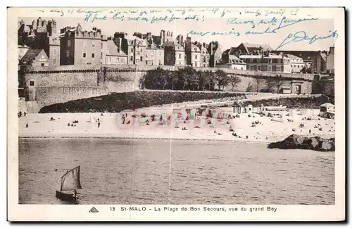 Ansichtskarte AK St Malo La Plage de Bon Secours vue du grand Bey