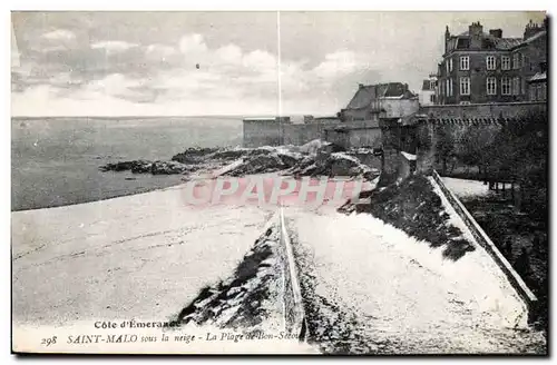 Cartes postales St Malo sous la neige La Plage de Bon Secot