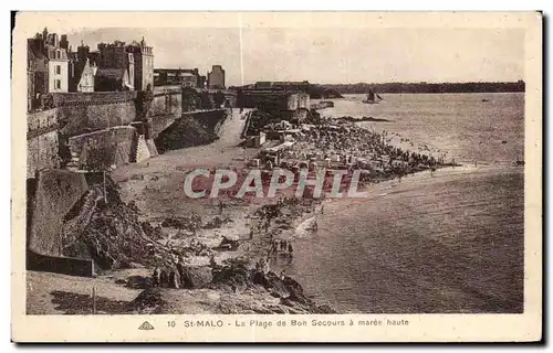 Ansichtskarte AK St Malo La Plage de Bon Secours a maree haute