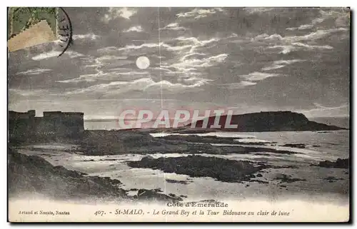 Cartes postales St Malo Le Grand Bey et la Tour Bidouane au clair de lune