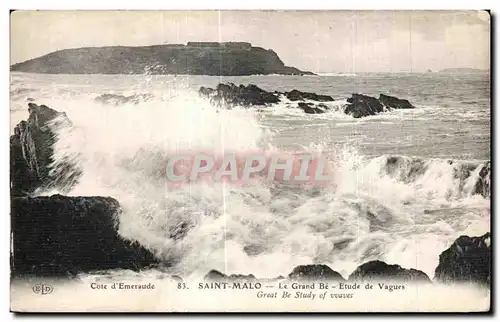 Cartes postales Saint Malo Le Grand Be Etude de Vagues Great Be Study