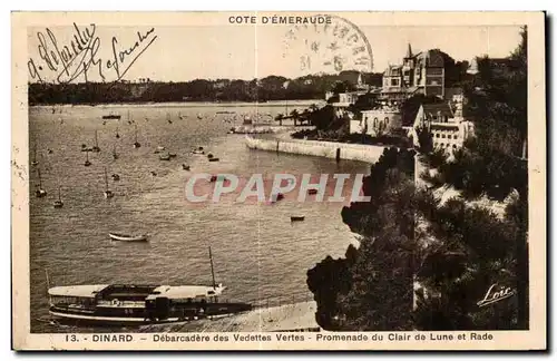 Ansichtskarte AK Dinard Debarchdere des Vedettes Vertes Promenade du Clair de Lune et Rade