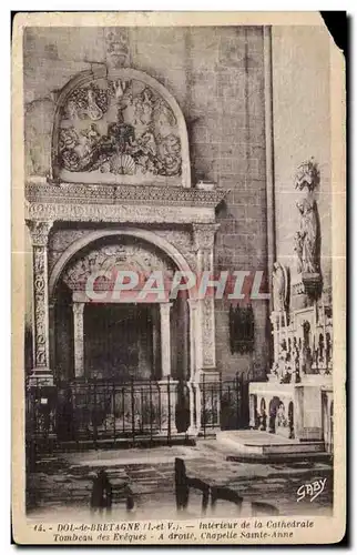 Ansichtskarte AK Dol De Bretagne Interieur de la Cathedrale Tombeau des