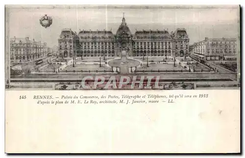 Cartes postales Rennes Palais du Commerce des Postes Telegraphe et Telephones
