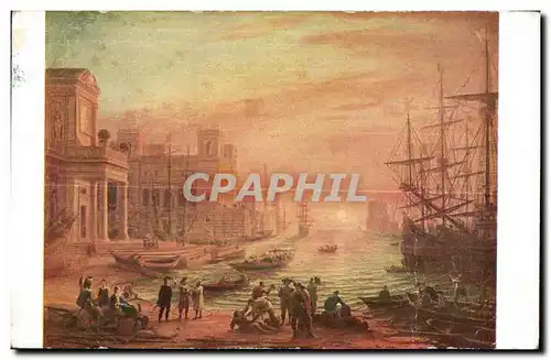 Cartes postales Musee du Louvre (Ecole Francaise) Claude Gelee dit Claude Lorrain Un port de mer au soleil couch