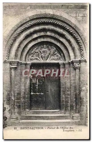 Cartes postales Saint Sauveur Portail de l Eglise des Templiers