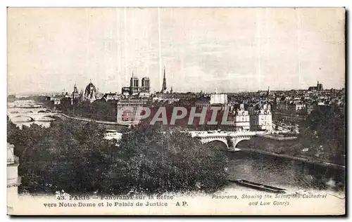 Ansichtskarte AK Paris Paris Panorma sur la Seine vers Notre Dame et le Palais de Justice