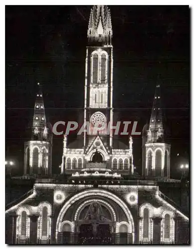 Cartes postales Lourdes La Basilique illuminee