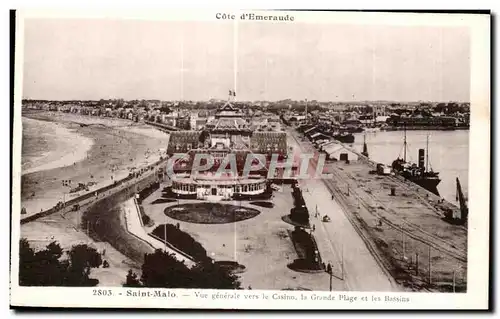 Ansichtskarte AK Saint Malo Vue Generale vers le Casino La Grands Plage et les Bassins