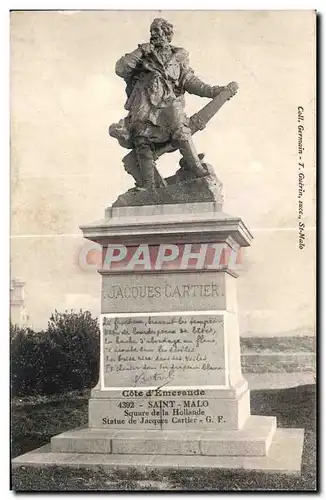 Ansichtskarte AK Saint Malo Square de la Hollande Statue de Jaeques Cartier