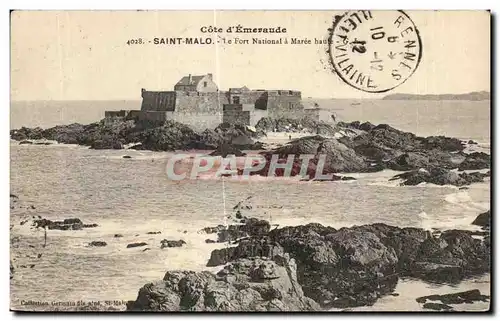 Cartes postales Cote D Emeraude Saint Malo Le Fort National a Maree Haute