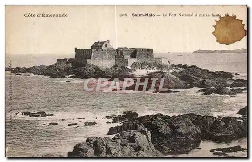 Cartes postales Cote d Emeraude Saint Malo Le Fort National a Maree Haute