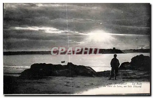 Ansichtskarte AK Saint Malo La Rade au Clair de Lune au Loin Dinard