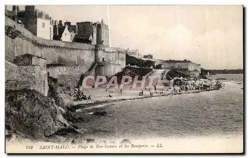 Ansichtskarte AK Saint Malo Plage de Bon Secours et les Remparts