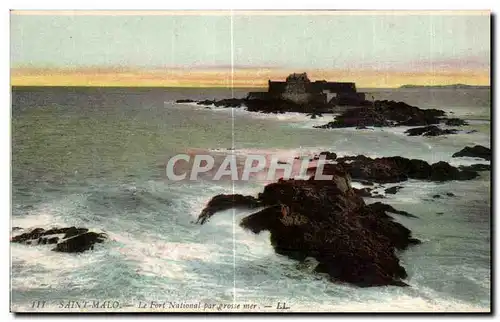 Cartes postales Saint Malo Le Fort National par grosse mer