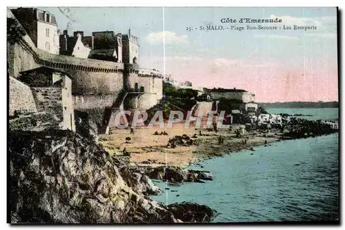 Ansichtskarte AK Cote d Emeraude St Malo Plage bon Secours Les Remparts