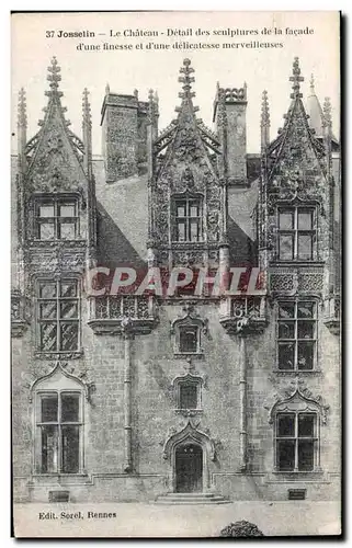 Cartes postales Josselin Le Chateau Detail des Sculptures de la facade d une finesse et d une delicatesse Mervei