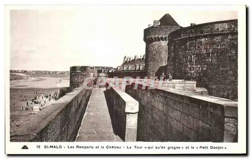 Cartes postales St Malo Les Remparts et le Chateau La Tour qui qu en grogne et le Petit Donjon