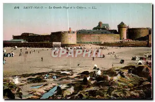 Cartes postales Saint Malo La Grande Plage et le chateau