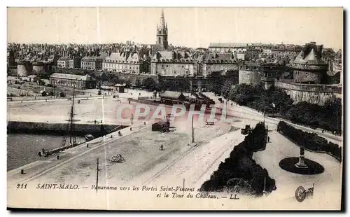 Ansichtskarte AK Saint Malo Panarama vers les Portes Saint Vincent et la tour du Chateau