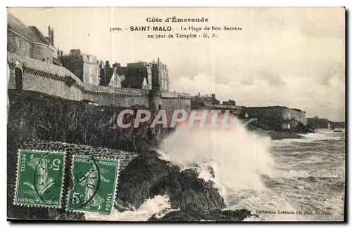 Cartes postales Cote d Emevaude Saint Malo La Plage de Bon Secours un jour de Tempete