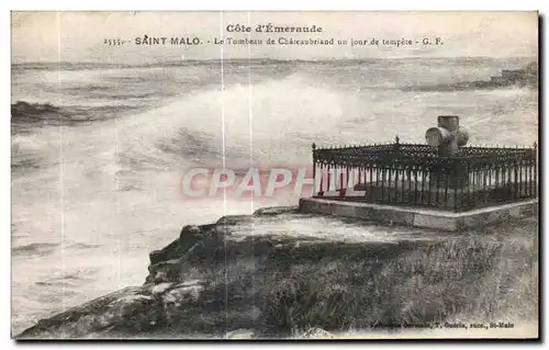 Ansichtskarte AK Cote d Emervaude Saint Malo Le Tombeau de Chateaubriand un Jour de tempete