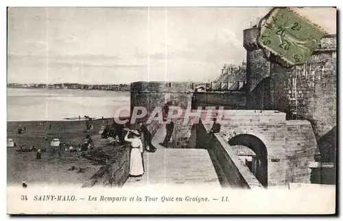 Ansichtskarte AK Saint Malo Les Remparts et la Tour Quic en Groingne