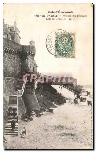 Cartes postales Saint Malo Cote d Emeraude L escalier des Remparts Cote du Grand Be