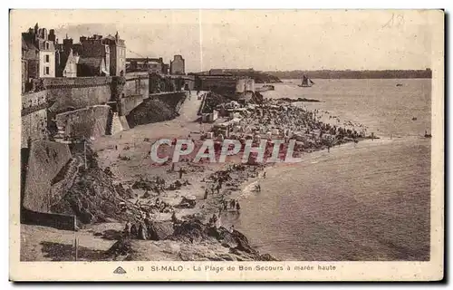 Ansichtskarte AK Saint Malo LA Plage de Bon Secours a Maree haute