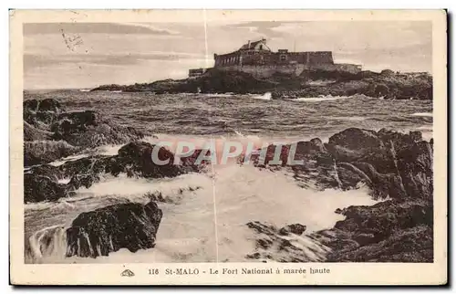 Cartes postales St Malo Le Fort National a Maree haute