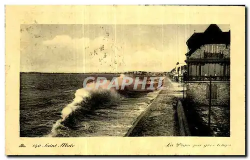 Cartes postales Saint Malo La digue par gros temps